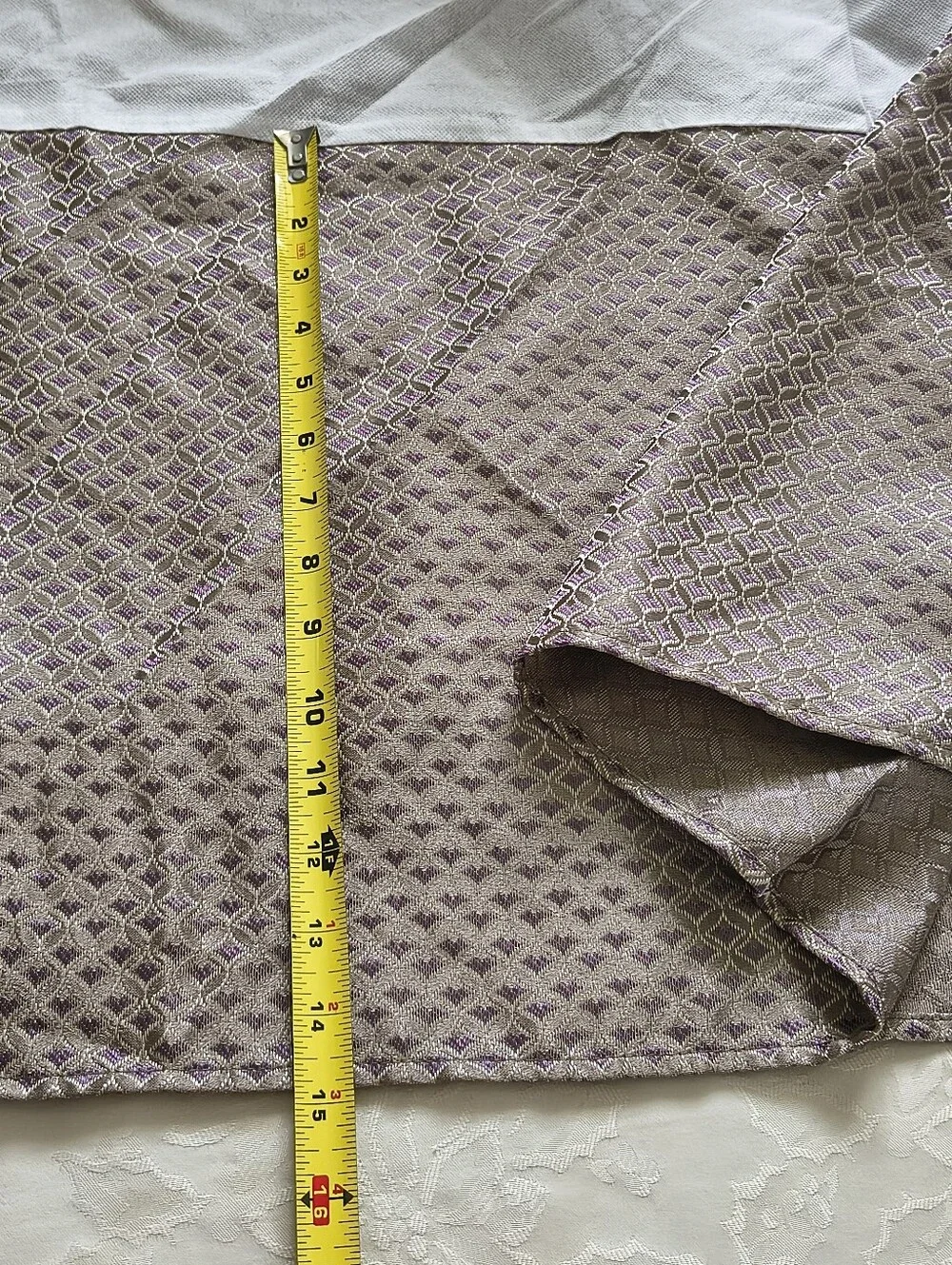 Jacquard Damask Diamond Purple Beige Bed Skirt